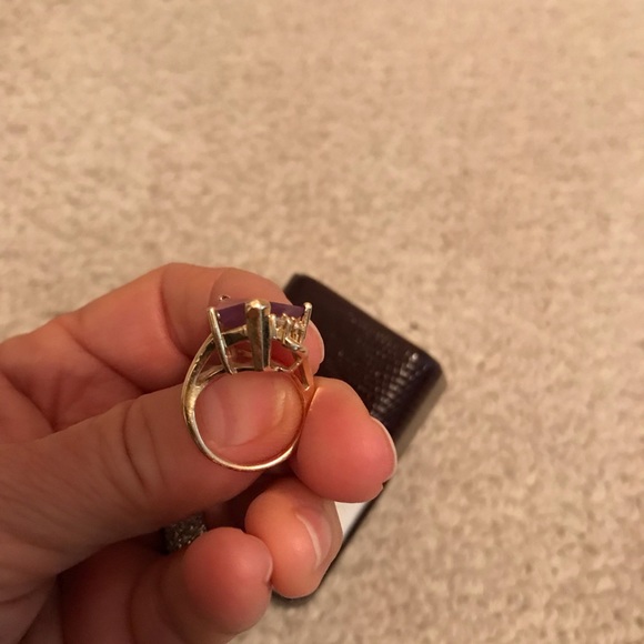 Amethyst fantasy ring 14k setting/ with Diamond accents - Picture 3 of 14